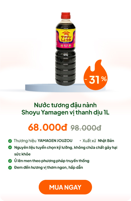 Nước tương đậu nành Shoyu Yamagen vị thanh dịu 1L 